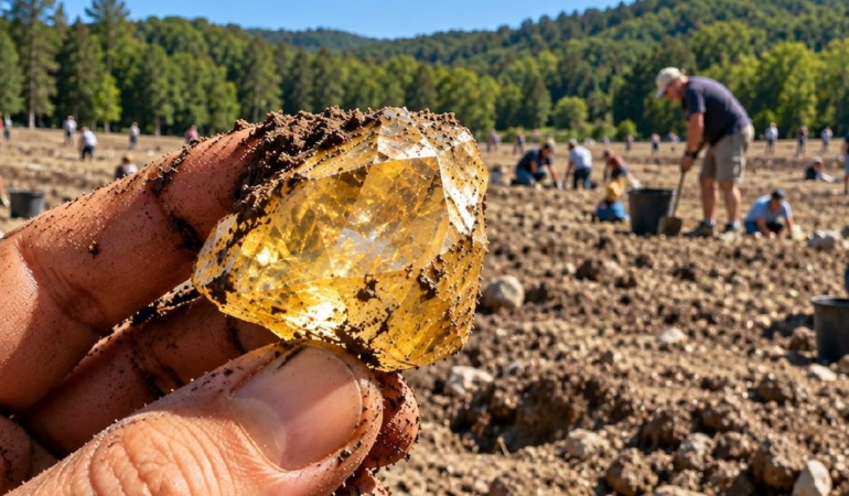 ABD’deki Crater of Diamonds Eyalet Parkı’nda ziyaretçiler değerli elmaslar bulmayı sürdürüyor